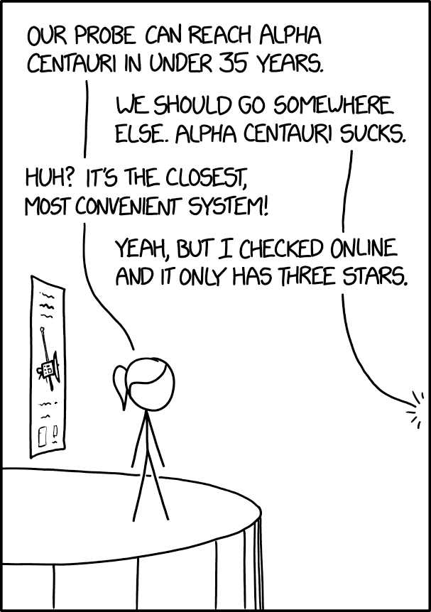 And let's be honest, it's more like two and a half stars. Proxima is barely a star and barely bound to the system.