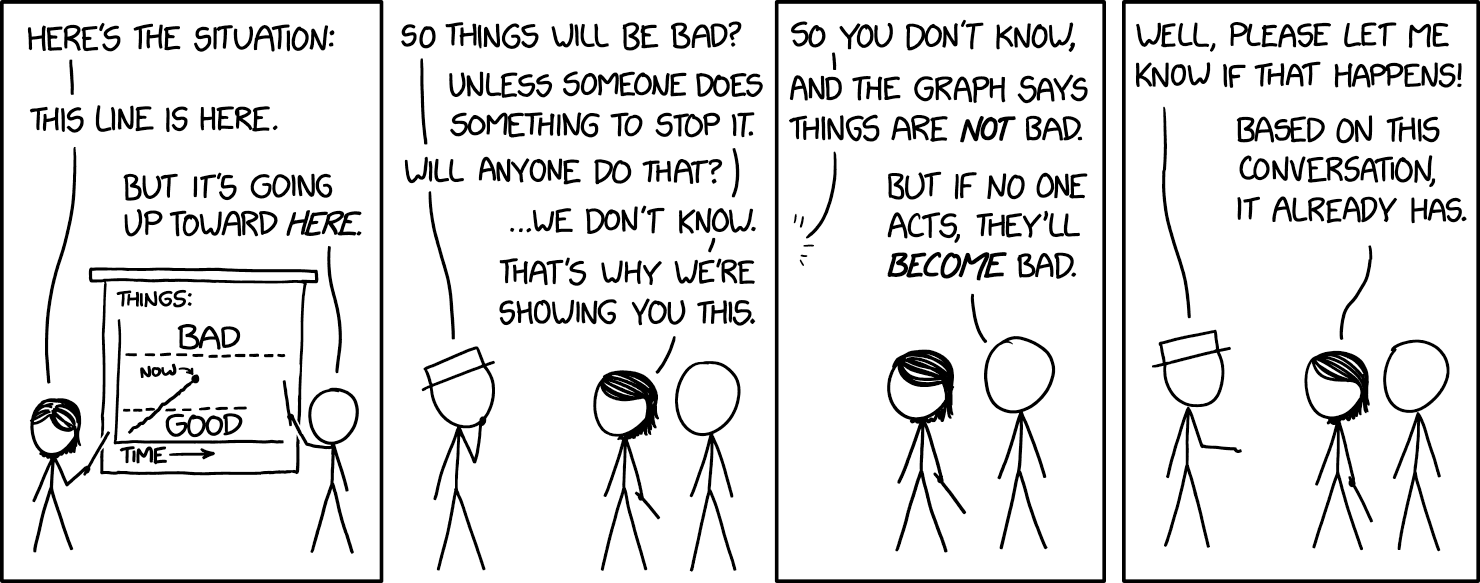 "I actually came in in the middle so I don't know which topic we're briefing on; the same slides work for like half of them."