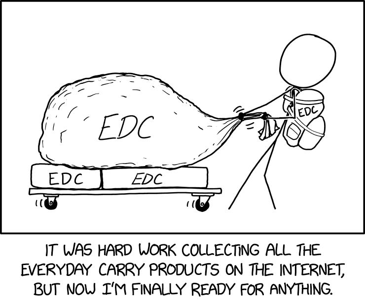 Someday I just know I'm going to encounter a problem that requires 500 flashlights and 700 knives with weird holes in them, and on that day I won't be caught unprepared.